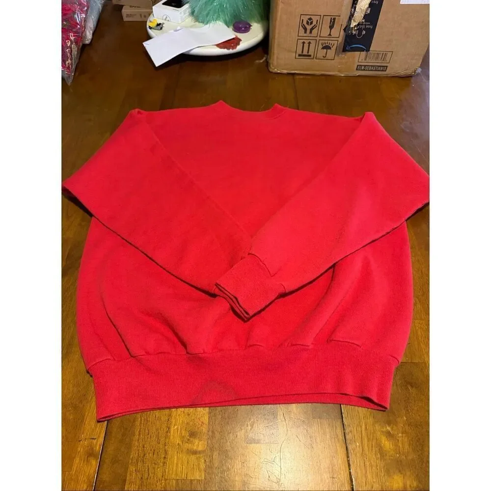 Vintage Santa Claus House Pullover Sweatshirt Large North Pole Alaska Red USA